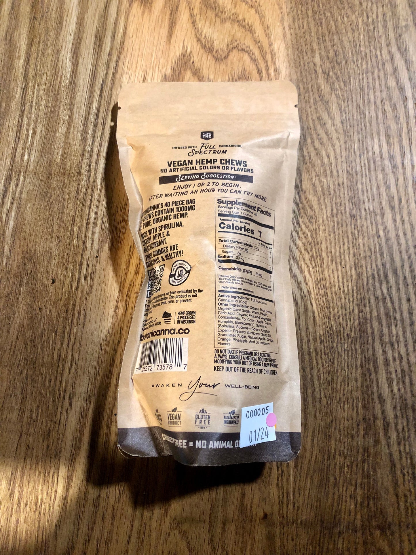 Botanicanna | Full Spectrum Hemp Chews | 40ct. 25mg CBD per piece