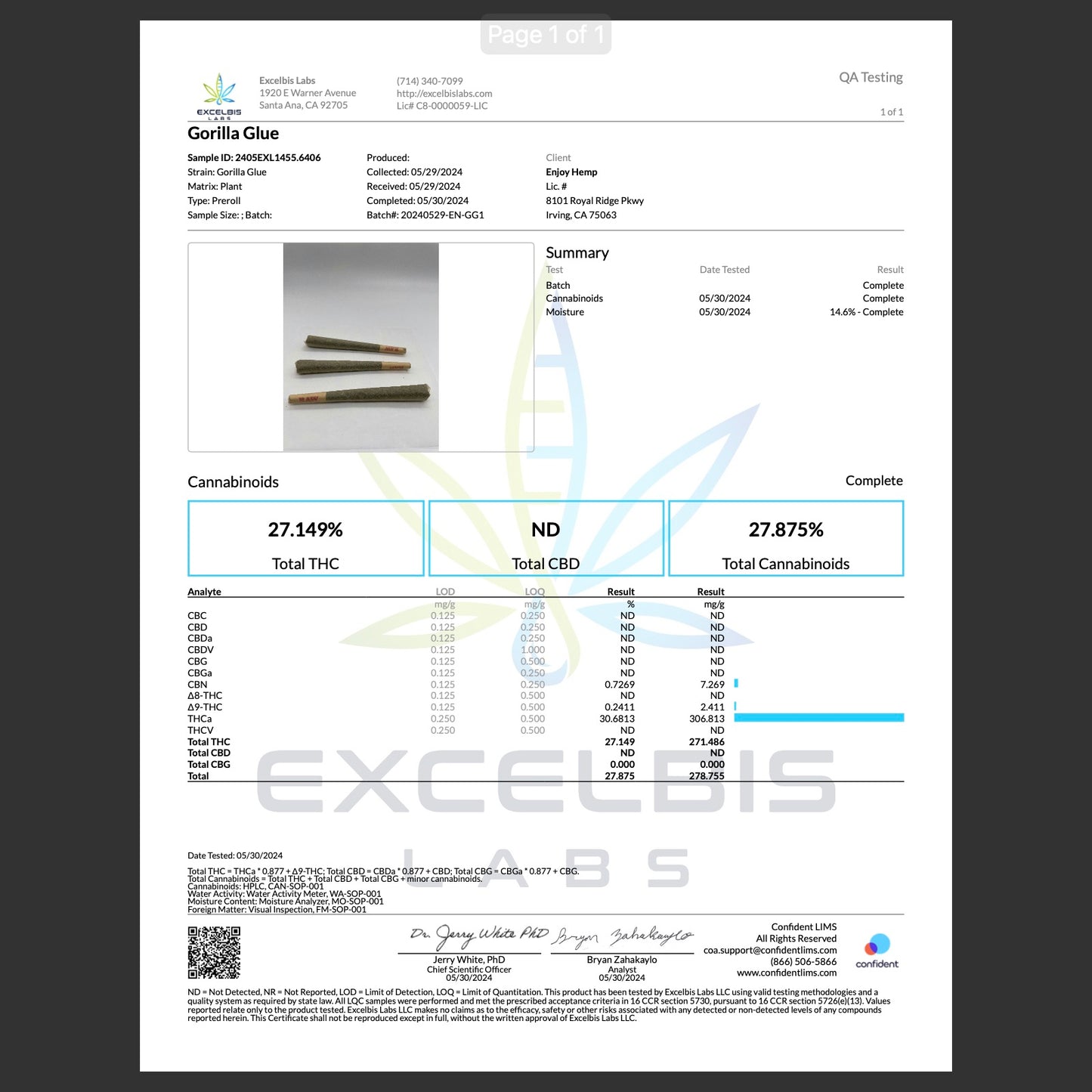 Enjoy Hemp | Indica | Vibes | 5ct. 1 gram THCa Diamond Infused Pre-rolls | Gorilla Glue