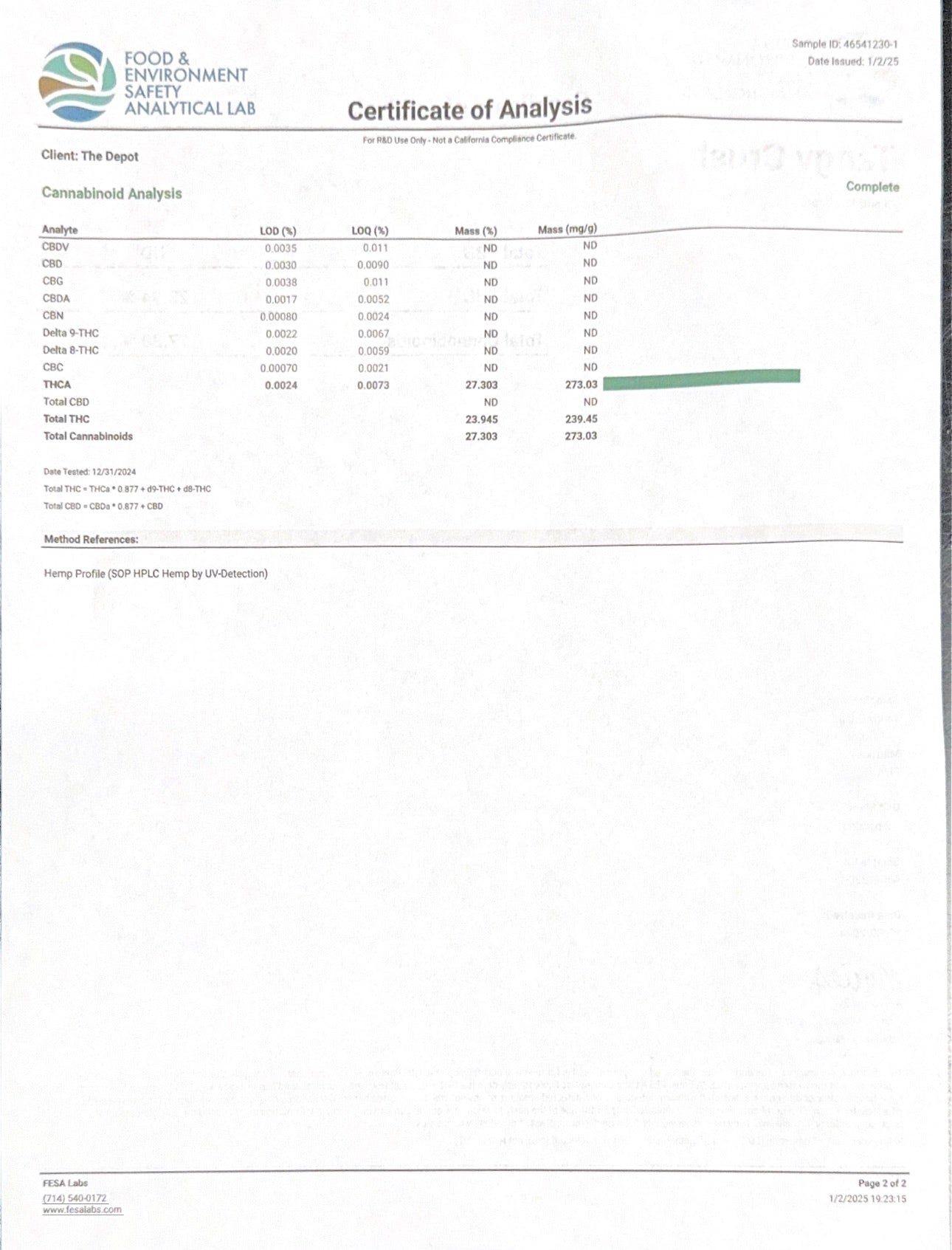 Premium THCa Hemp Flower | Tangy Crush | Sativa-Dominant Hybrid | 27.30% THCa