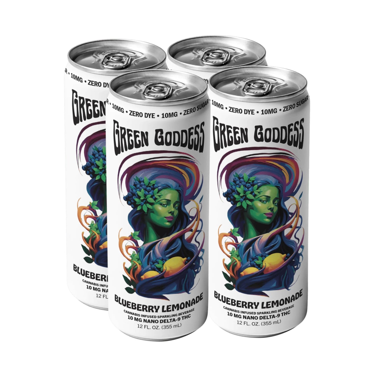Green Goddess | Zero Sugar + Zero Dye | Cannabis Infused Sparkling Beverage | 4 Pack | 10mg Nano Delta 9 THC per can