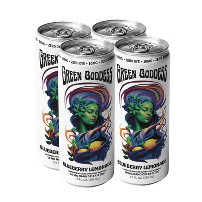Green Goddess | Zero Sugar + Zero Dye | Cannabis Infused Sparkling Beverage | 4 Pack | 10mg Nano Delta 9 THC per can