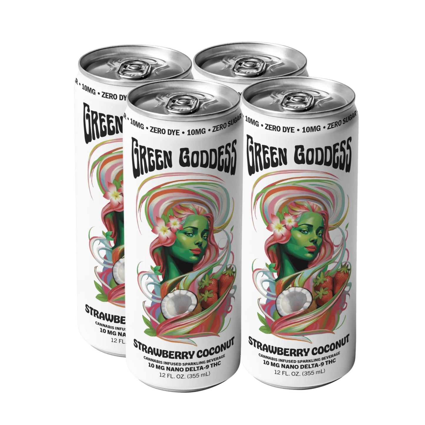 Green Goddess | Zero Sugar + Zero Dye | Cannabis Infused Sparkling Beverage | 4 Pack | 10mg Nano Delta 9 THC per can