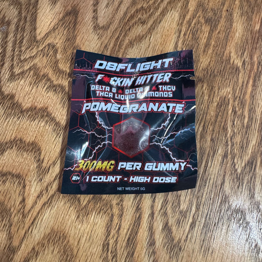 D8Flight | 1 piece | Pomegranate | F*ckin' Hitter Exotics Live Resin Gummy | 300mg D8 + D9 + THCv