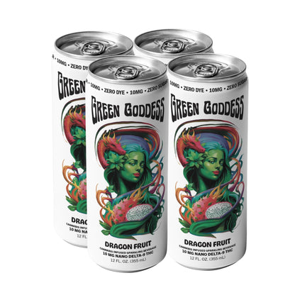 Green Goddess | Zero Sugar + Zero Dye | Cannabis Infused Sparkling Beverage | 4 Pack | 10mg Nano Delta 9 THC per can