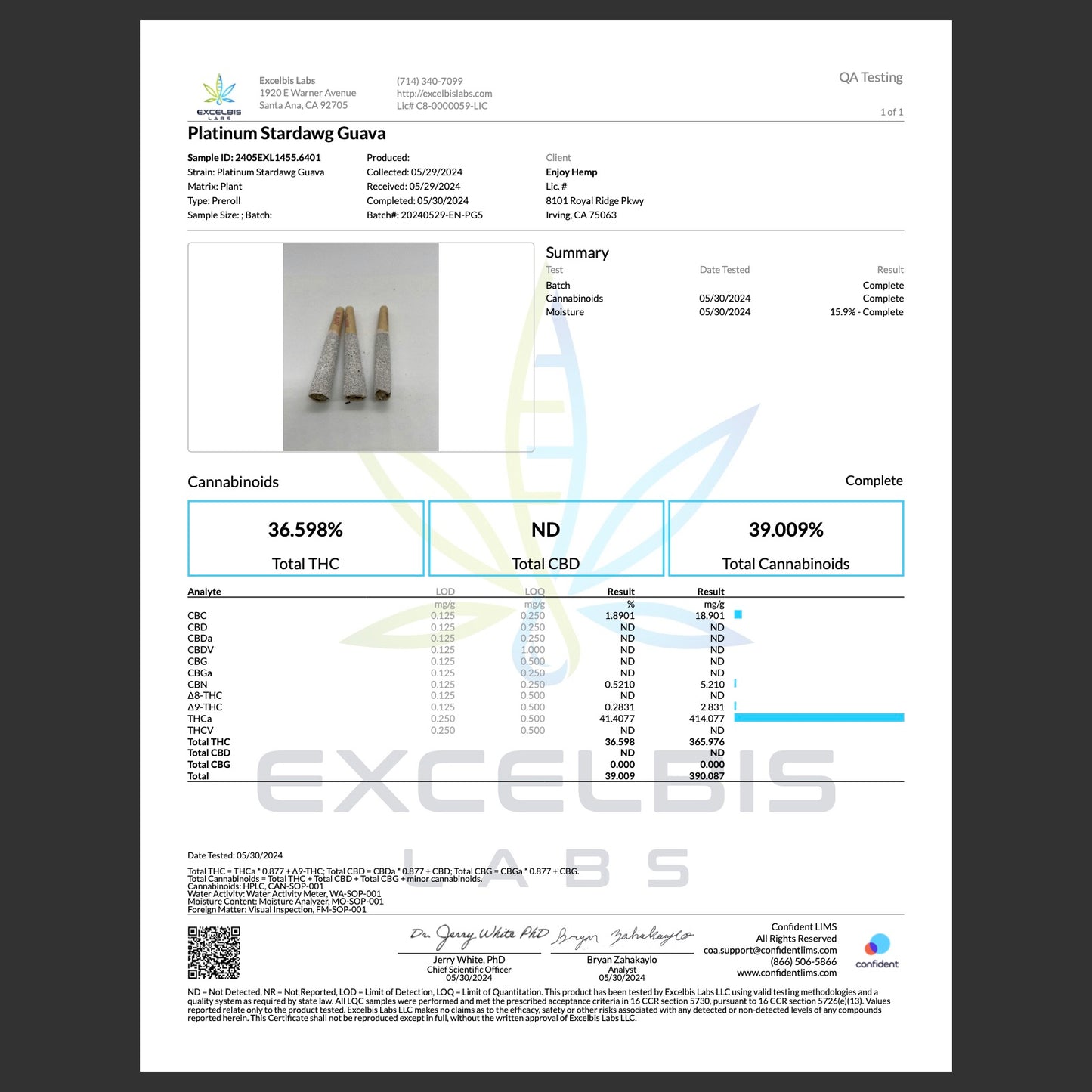 Enjoy Hemp | Sativa | Euphoria | 5ct. .5 gram THCa Double Diamond Infused Pre-rolls | Platinum Stardawg Guava