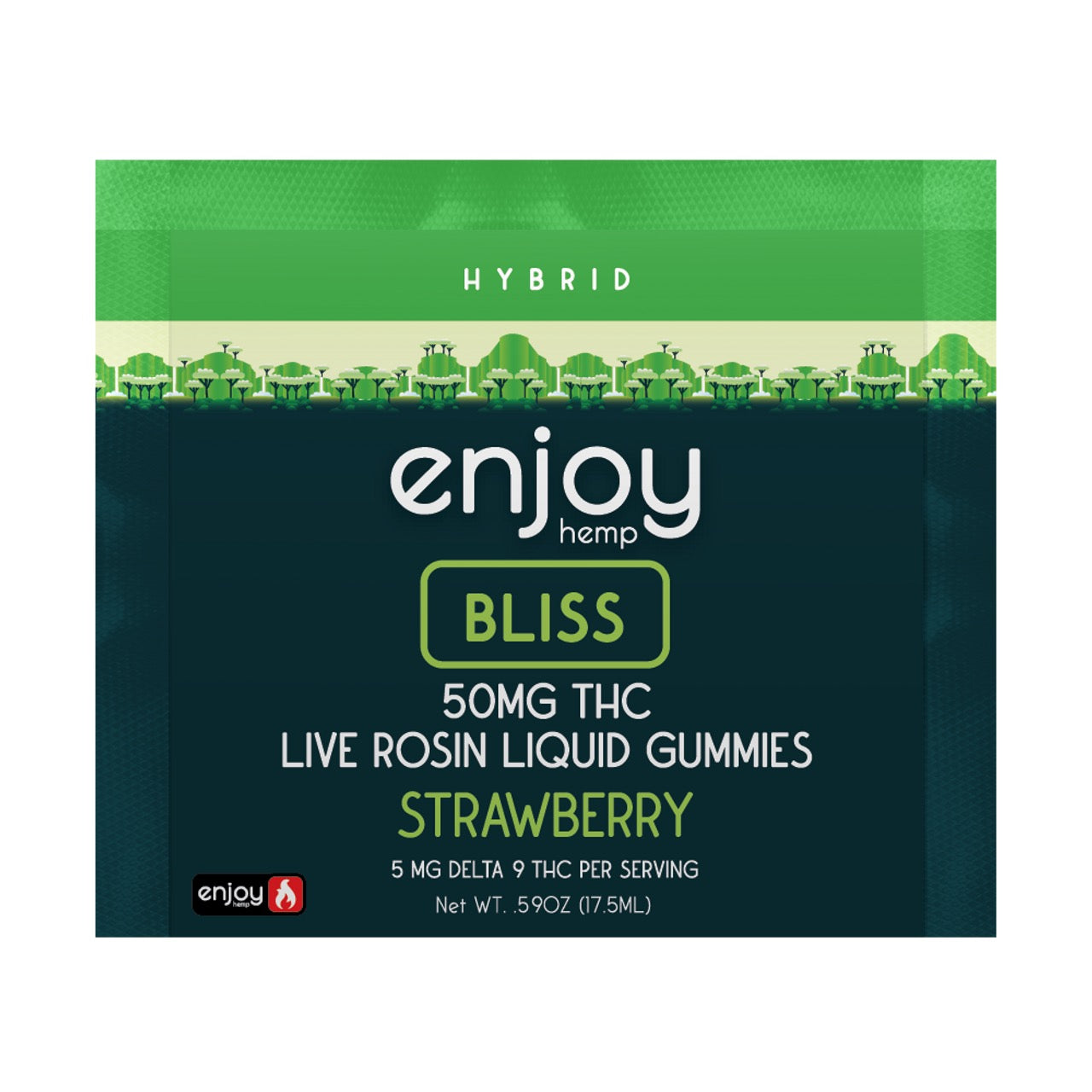 Enjoy Hemp | Hybrid | Bliss | 1ct. 50mg Delta 9 THC Live Rosin Liquid Gummies | Strawberry