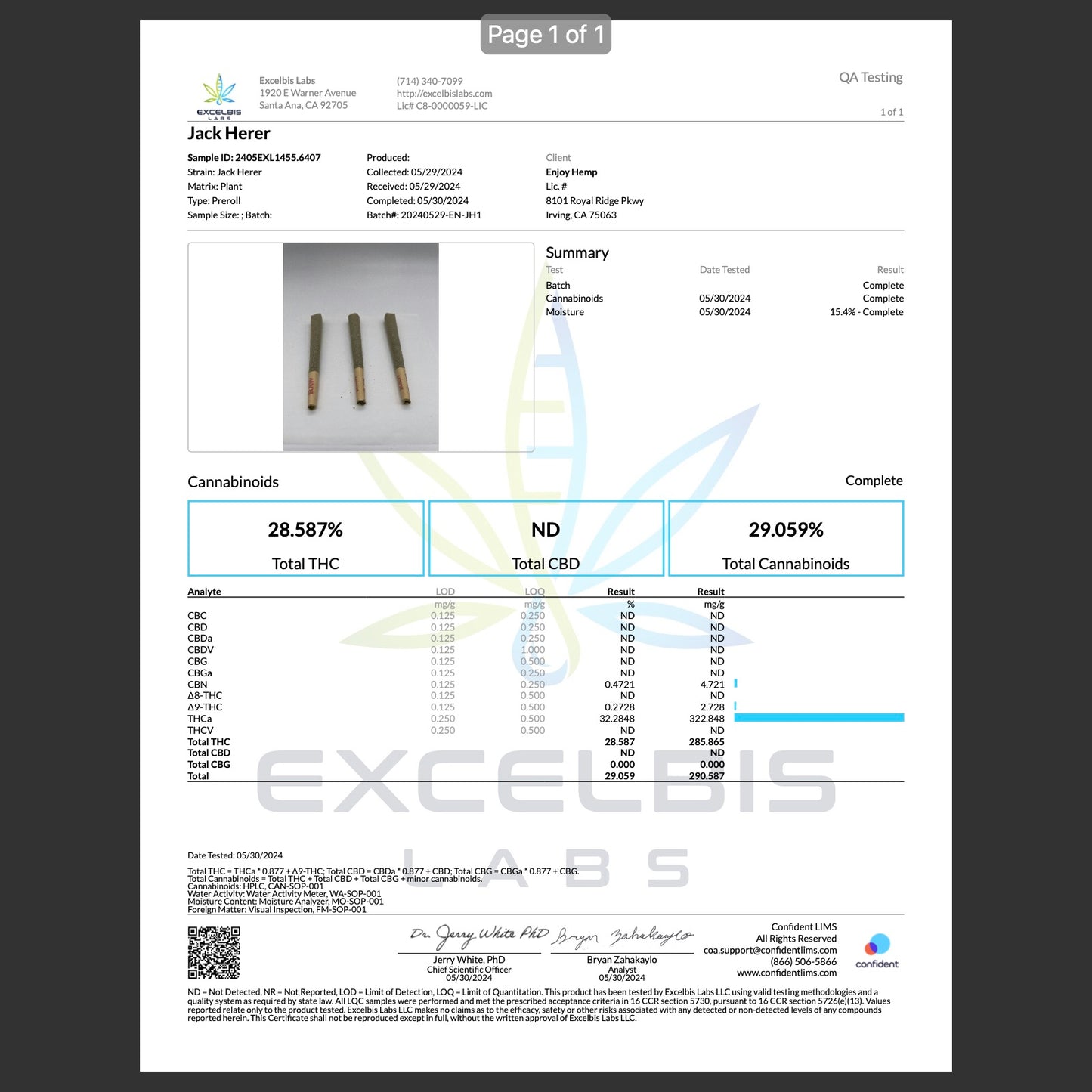 Enjoy Hemp | Hybrid | Utopia | 5ct. 1 gram THCa Diamond Infused Pre-rolls | Jack Herer