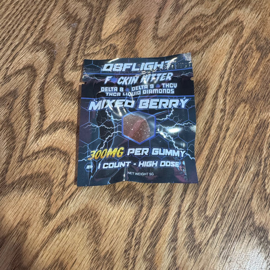D8Flight | 1 piece | Mixed Berry | F*ckin' Hitter Exotics Live Resin Gummy | 300mg D8 + D9 + THCv