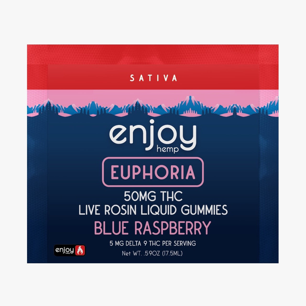 Enjoy Hemp | Sativa | Euphoria | 1ct. 50mg Delta 9 THC Live Rosin Liquid Gummies | Blue Raspberry