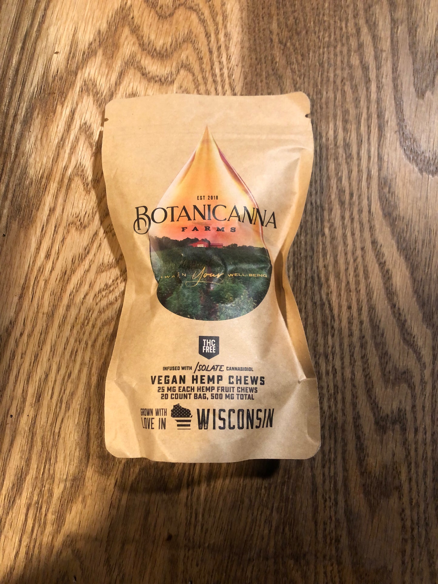 Botanicanna | CBD Isolate (THC Free) Hemp Chews | 20ct. 25mg CBD per piece