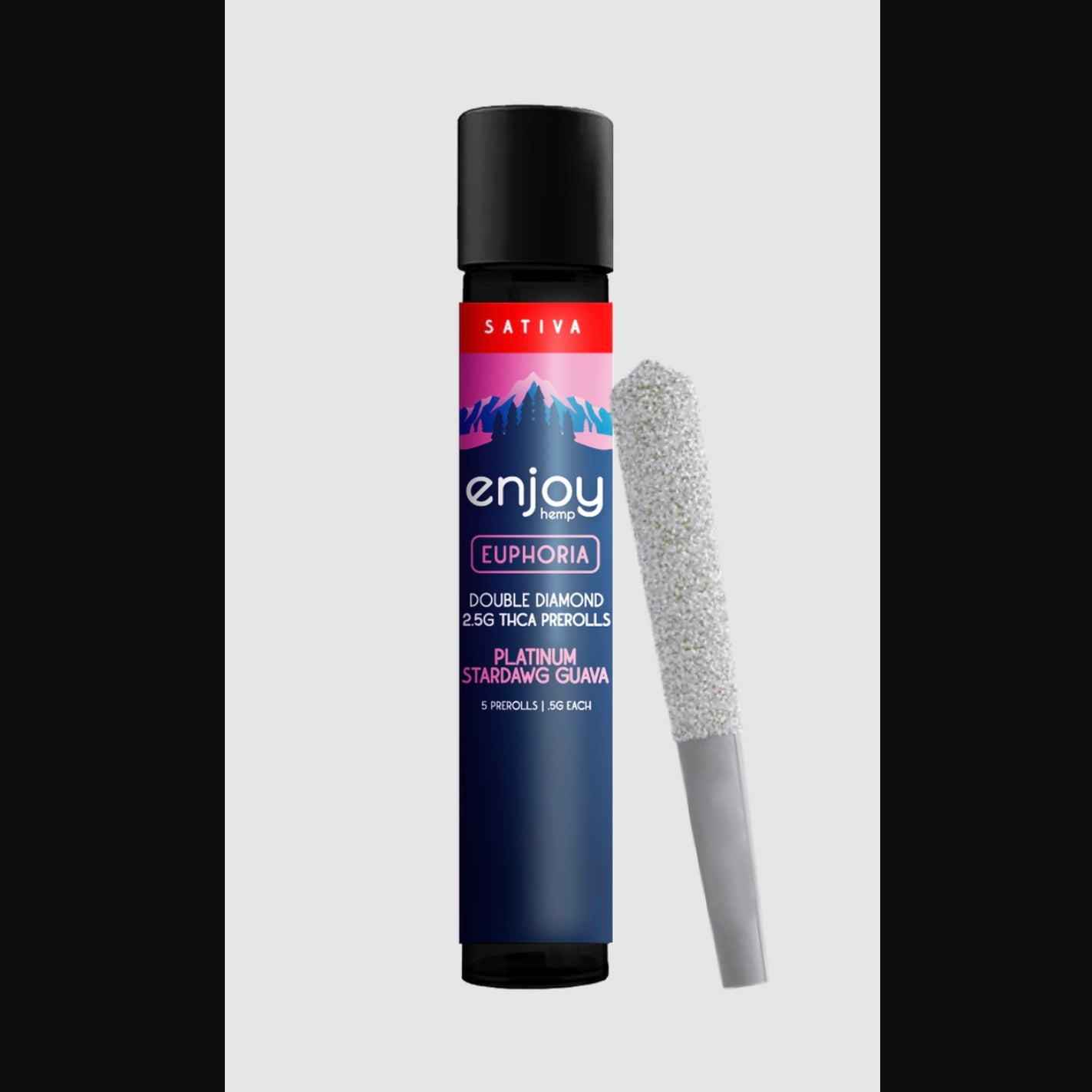 Enjoy Hemp | Sativa | Euphoria | 5ct. .5 gram THCa Double Diamond Infused Pre-rolls | Platinum Stardawg Guava