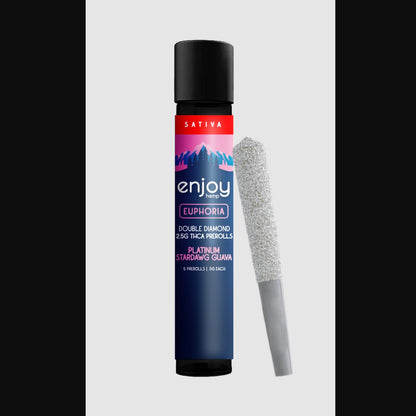 Enjoy Hemp | Sativa | Euphoria | 5ct. .5 gram THCa Double Diamond Infused Pre-rolls | Platinum Stardawg Guava