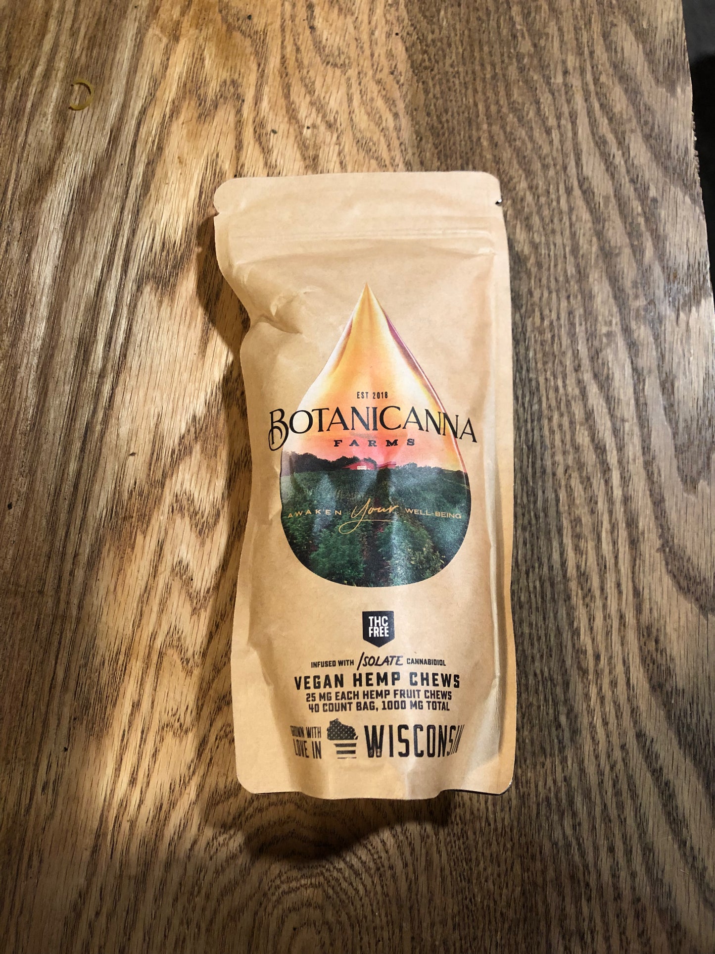 Botanicanna | CBD Isolate (THC Free) Hemp Chews | 40ct. 25mg CBD per piece