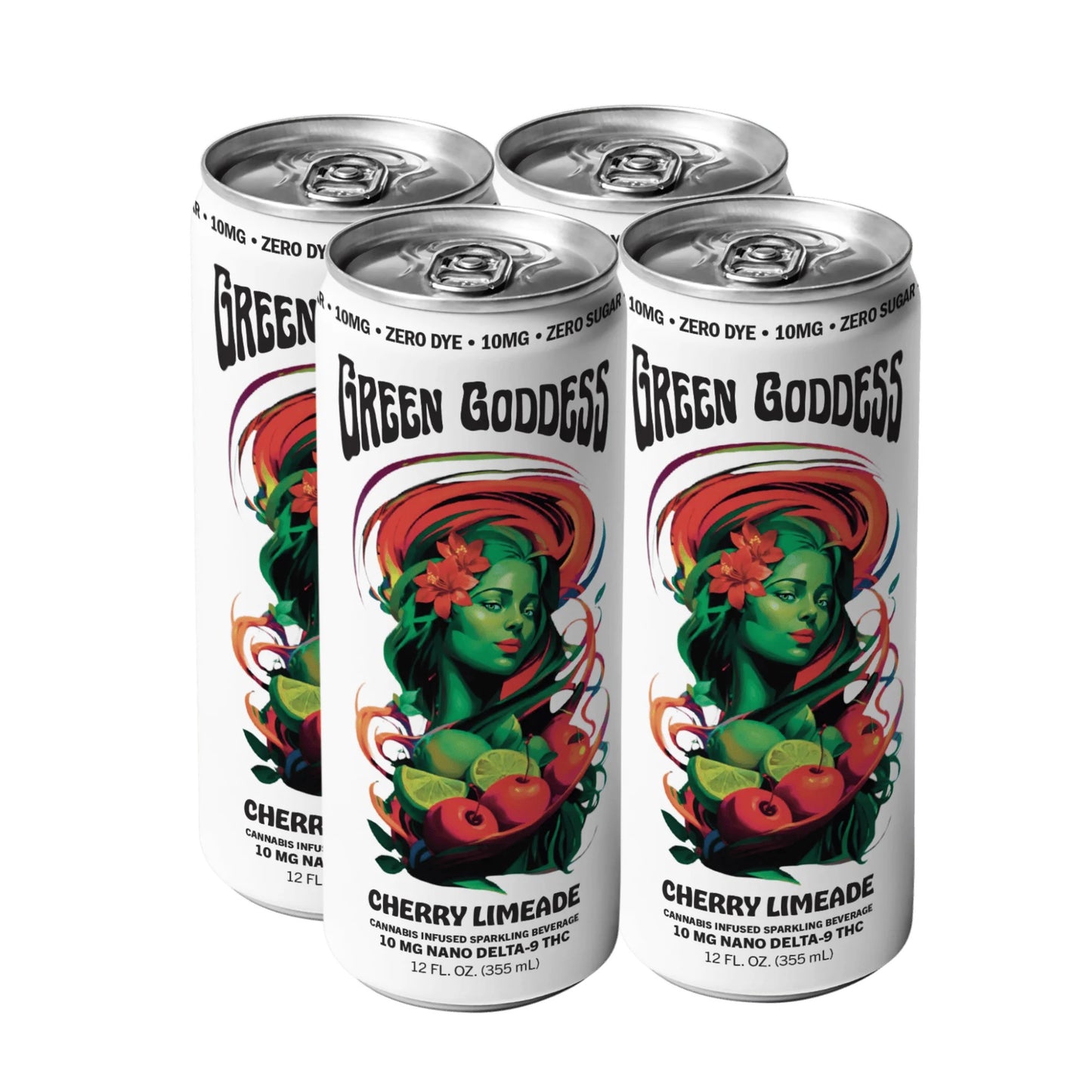 Green Goddess | Zero Sugar + Zero Dye | Cannabis Infused Sparkling Beverage | 4 Pack | 10mg Nano Delta 9 THC per can