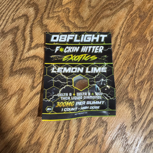 D8Flight | 1 piece | Lemon Lime | F*ckin' Hitter Exotics Live Resin Gummy | 300mg D8 + D9 + THCv