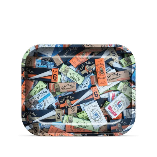 ZIG - ZAG Papers Metal Rolling Tray | Large (14 in x 11 in x 1 in)
