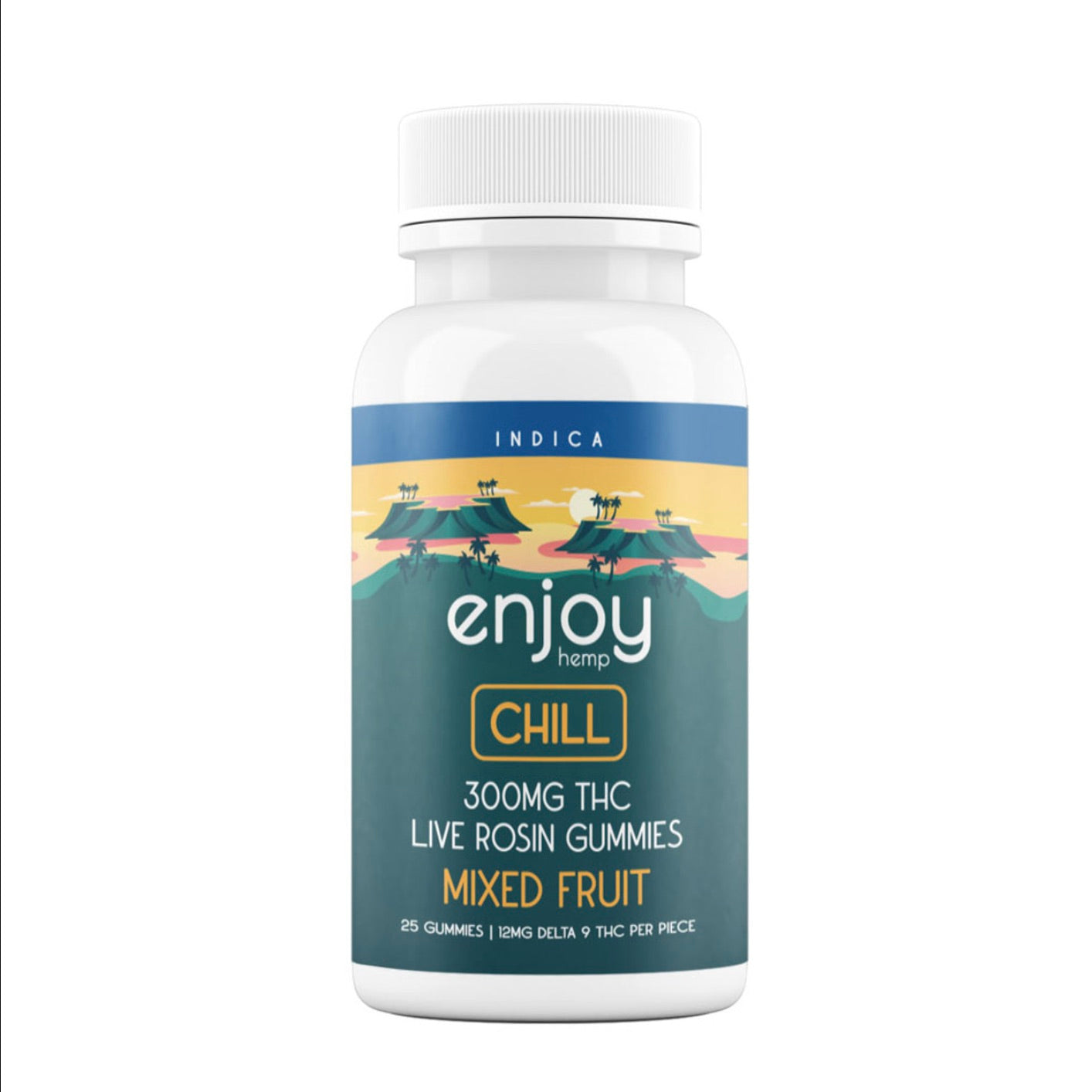 Enjoy Hemp | Indica | Chill | 25ct. 12mg per piece Delta 9 THC Live Rosin Gummies | 300mg per package | Mixed Fruit