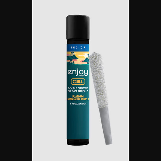 Enjoy Hemp | Indica | Chill | 5ct. 1 gram THCa Double Diamond Infused Pre-rolls | Platinum Granddaddy Purple