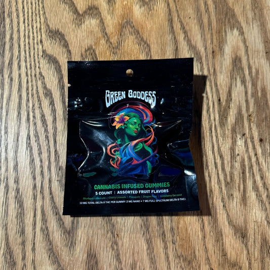 Green Goddess | Cannabis Infused Gummies | 5ct. 10mg Delta 9 THC Gummies per piece | Assorted Fruit Flavors