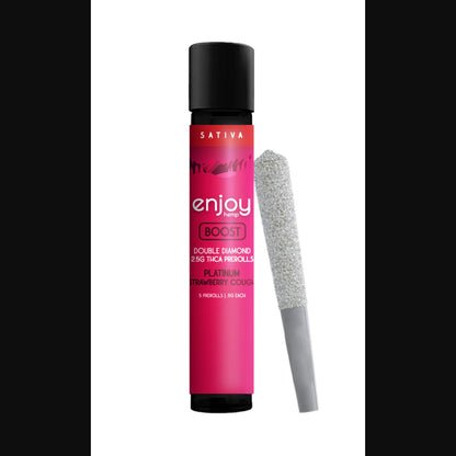 Enjoy Hemp | Sativa | Boost | 5ct. .5 gram THCa Double Diamond Infused Pre-rolls | Platinum Strawberry Cough