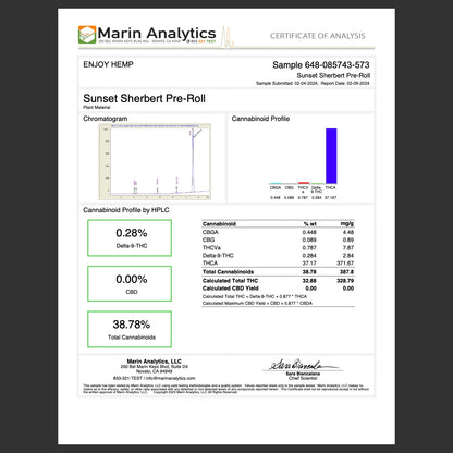 Enjoy Hemp | Hybrid | Utopia | 2ct. 1 gram THCa Diamond Infused Pre-rolls | Sunset Sherbert