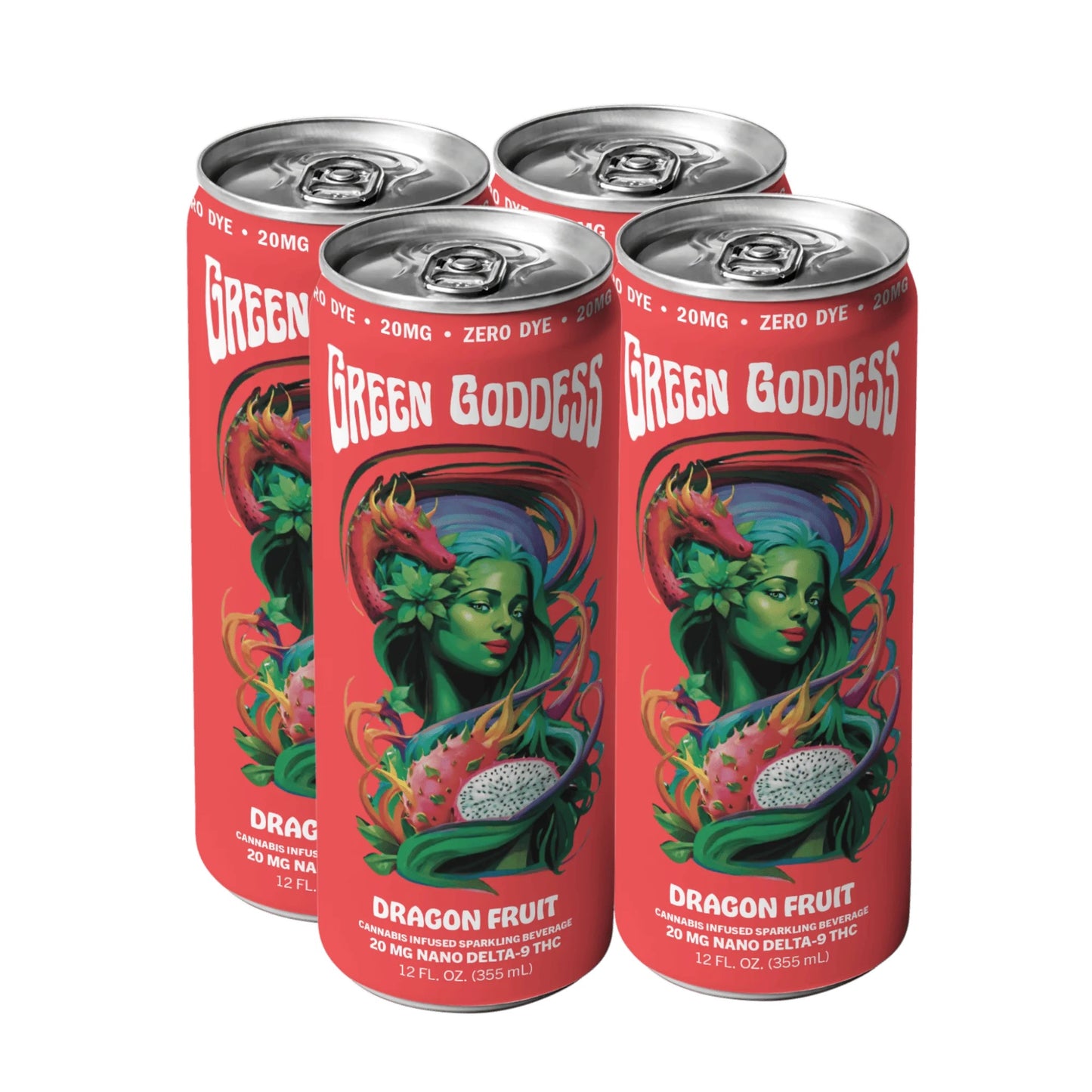 Green Goddess | Cannabis Infused Sparkling Beverage | 4 Pack | 20mg Nano Delta 9 THC per can