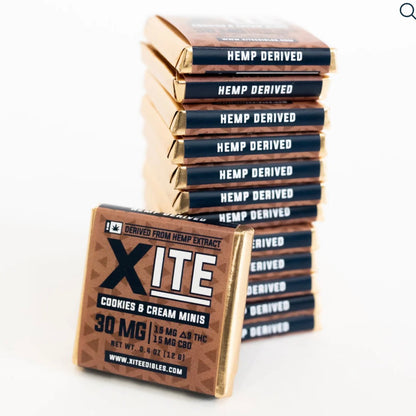 Xite | 1 piece | Cookies & Cream Mini Chocolates | 15mg Delta 9 THC + 15mg CBD