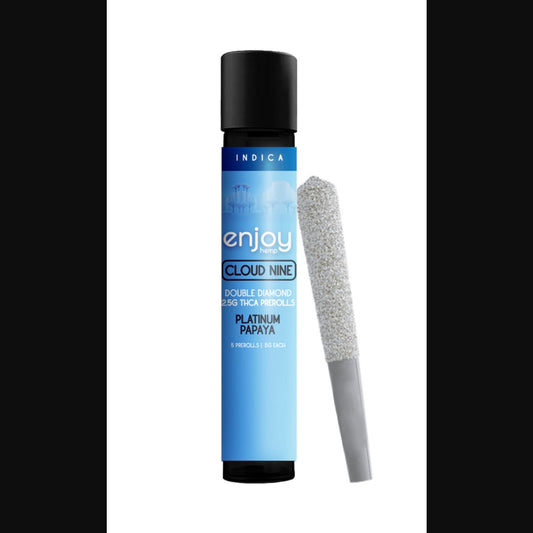 Enjoy Hemp | Indica | Cloud Nine | 5ct. .5 gram THCa Double Diamond Infused Pre-rolls | Platinum Papaya
