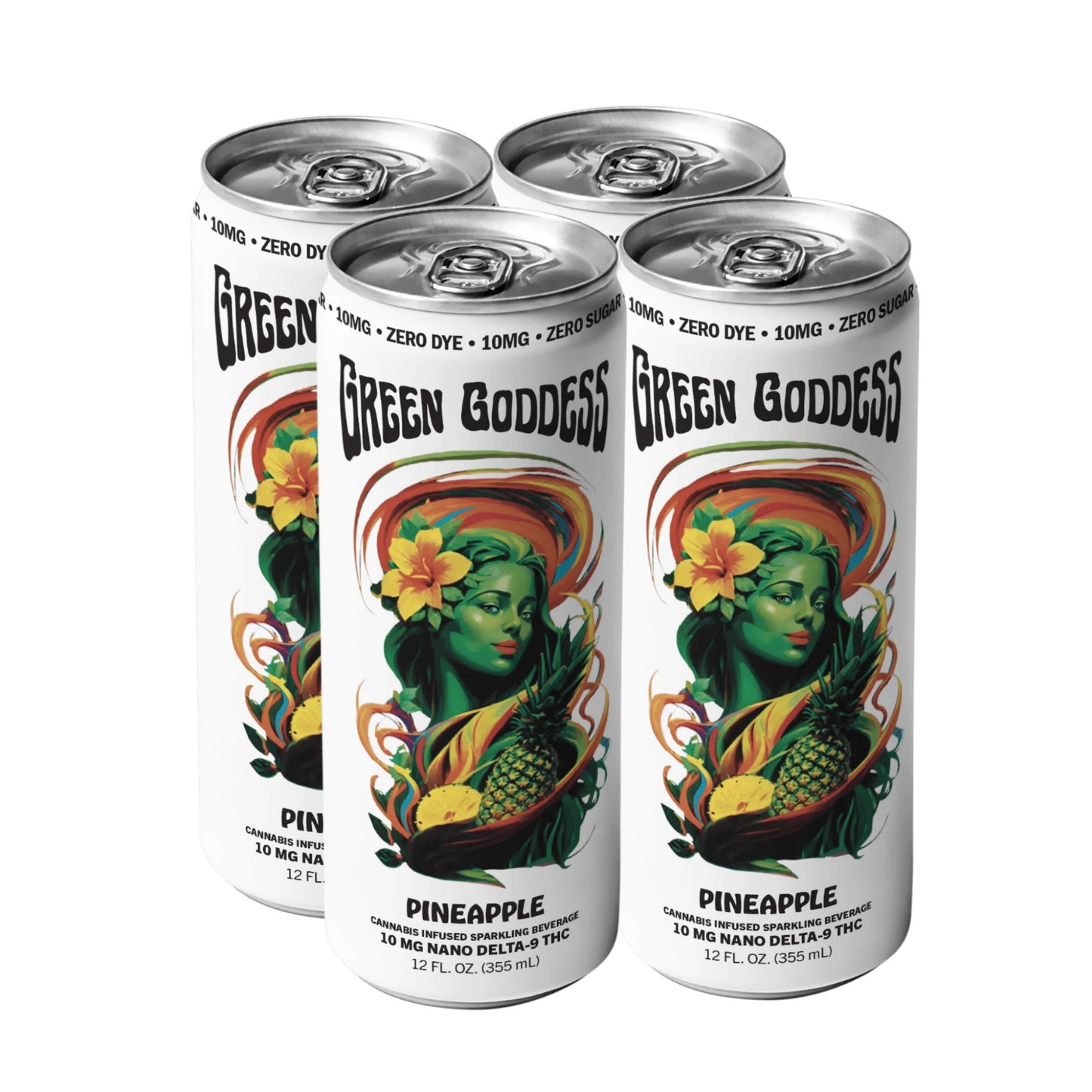 Green Goddess | Zero Sugar + Zero Dye | Cannabis Infused Sparkling Beverage | 4 Pack | 10mg Nano Delta 9 THC per can